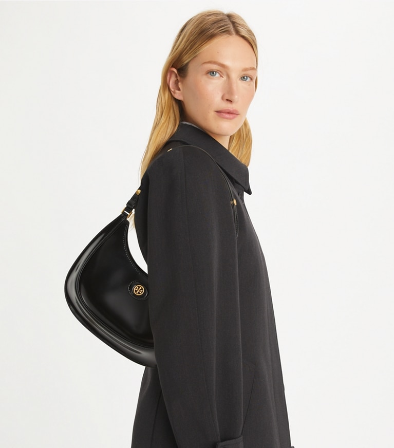 Tory Burch designer shoulder bags Limited-Edition Crescent Bag in Black angle