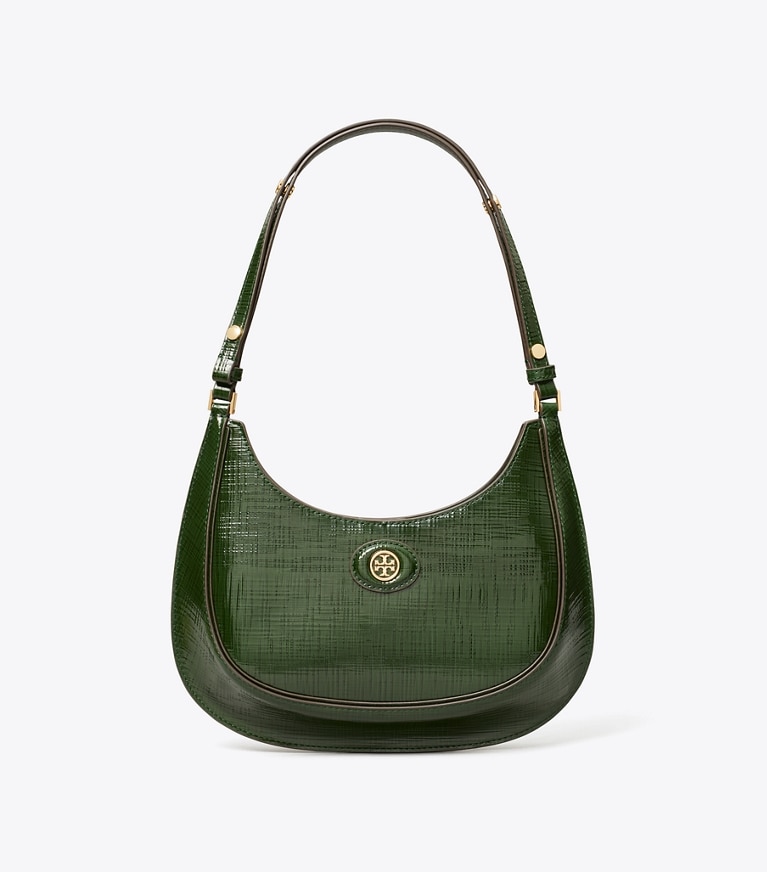 Tory Burch designer shoulder bags Limited Edition Crescent Bag in Dark Everglade angle