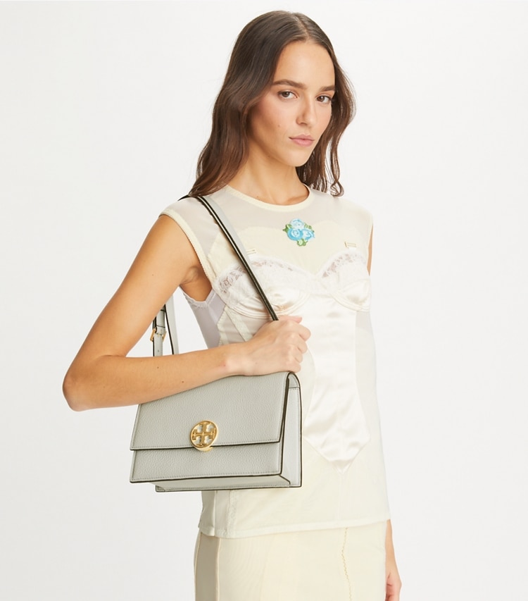 Tory Burch designer shoulder bags Limited-Edition Shoulder Bag in Feather Gray accessory on model
