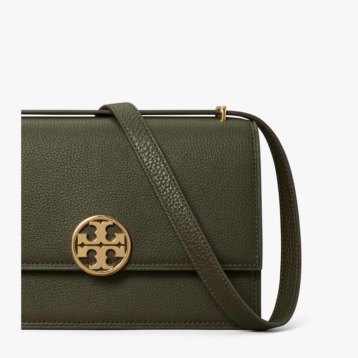 Tory outlet Burch pebbled leather olive pouch wristlet