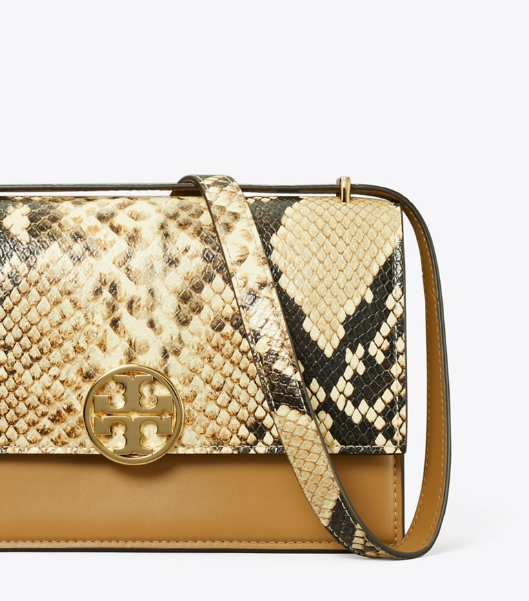 Tory Burch designer schultertaschen Limited-Edition Snake-Embossed Shoulder Bag in Coriander / Black Multi angle