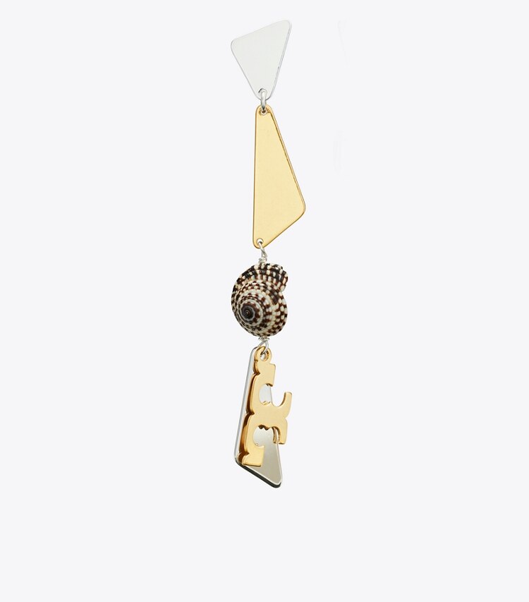 Tory Burch designer earrings Linear Earring in Light Silver / Multi detail