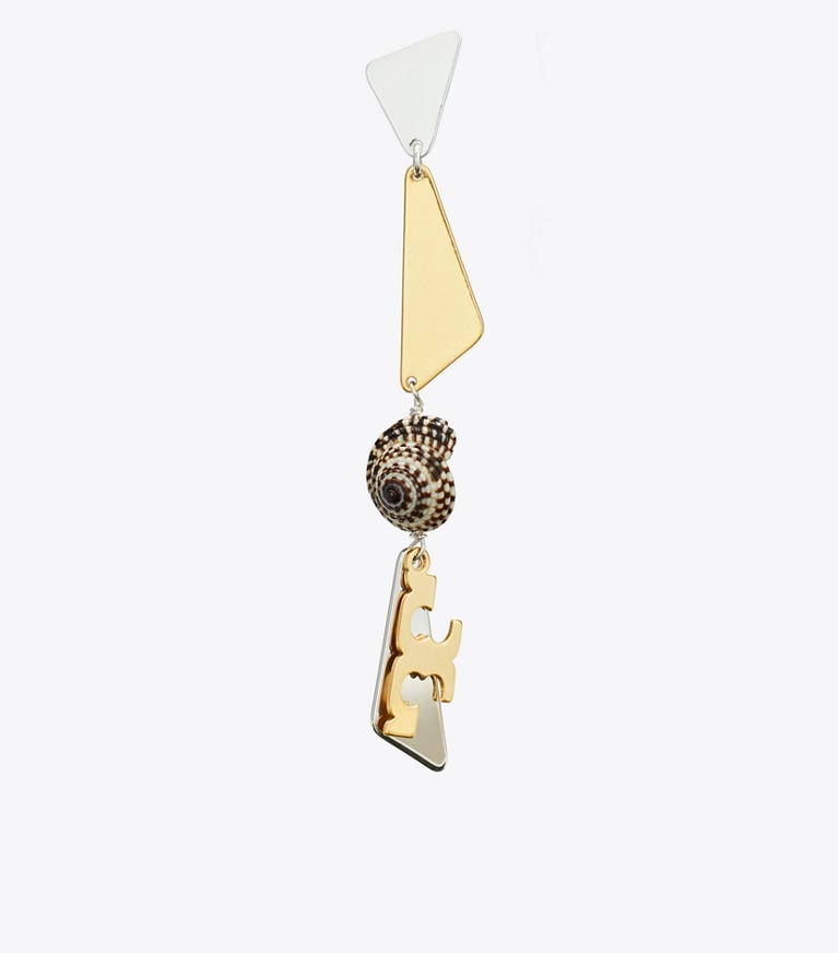 Tory Burch designer earrings Linear Earring in Light Silver / Multi front
