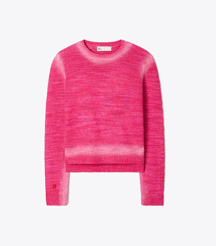 Tory Burch designer sweaters Linen and Silk Pullover in Bold Pink front