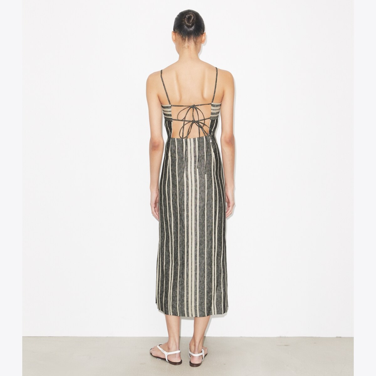 line and dot halter dress ZAPAKA Women Apricot Black Dot Halter Long Prom Dress with Slit A-Line Printed Backless Formal Dress with Bow, Apricot Black Dot / US16