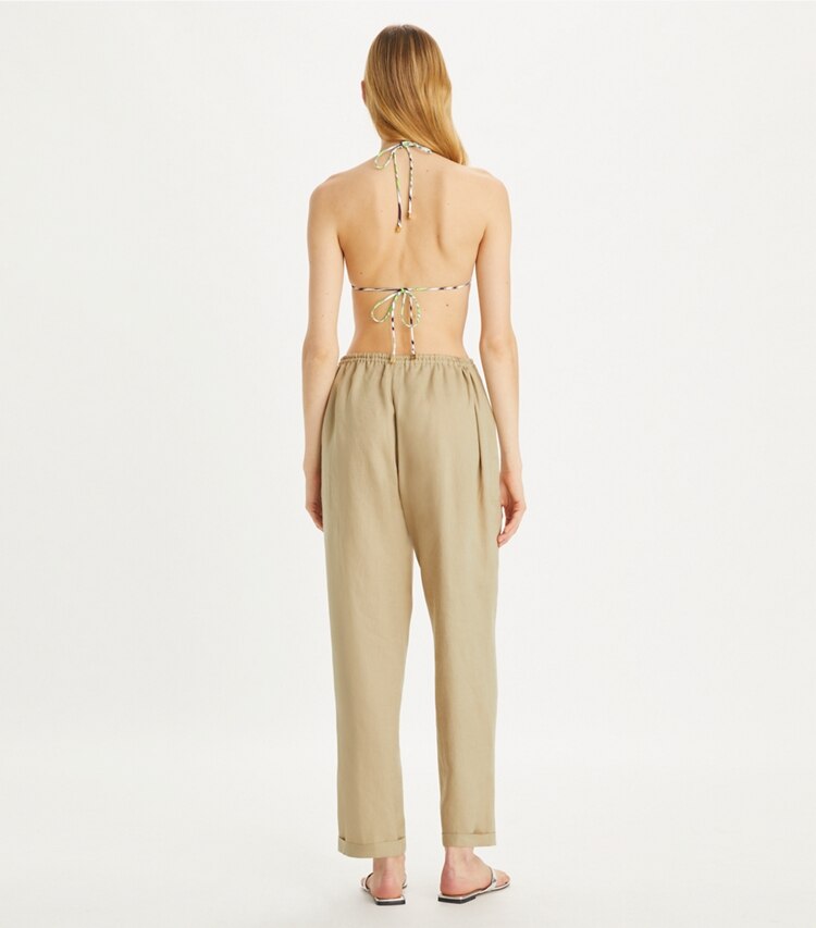 Tory Burch designer coverups Linen Beach Pant in Sandpiper on model back