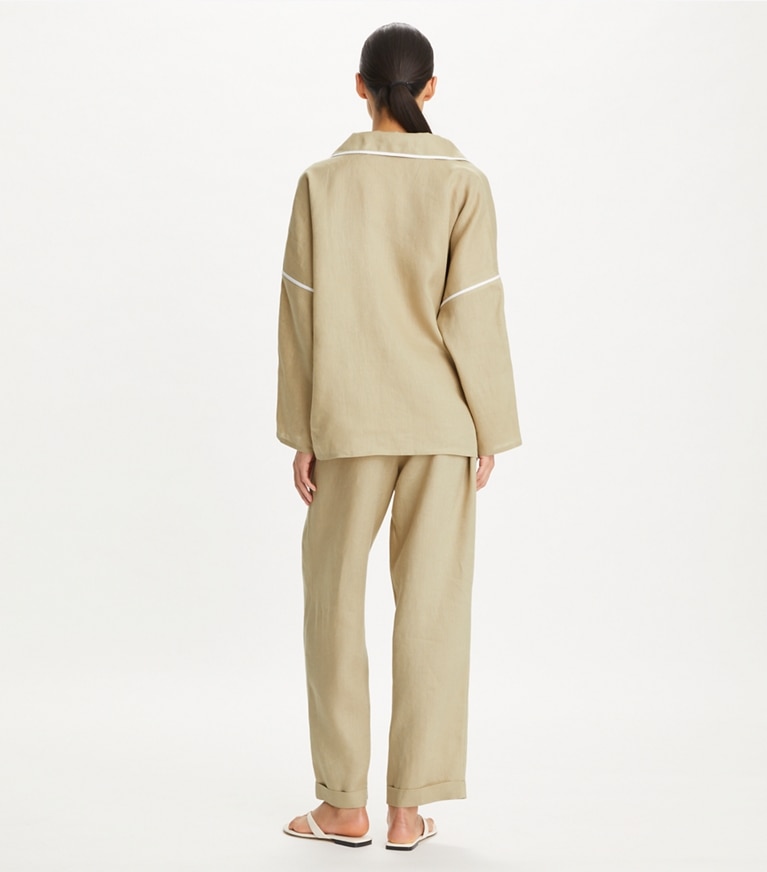 Tory Burch designer coverups Linen Beach Shirt in Sandpiper front