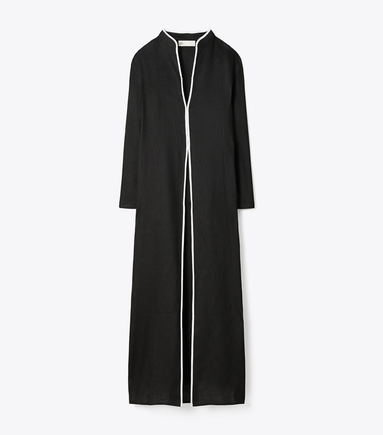 Tory Burch designer coverups Linen Caftan in Black / White front