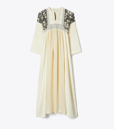 Tory Burch designer coverups Linen Caftan in French Cream front