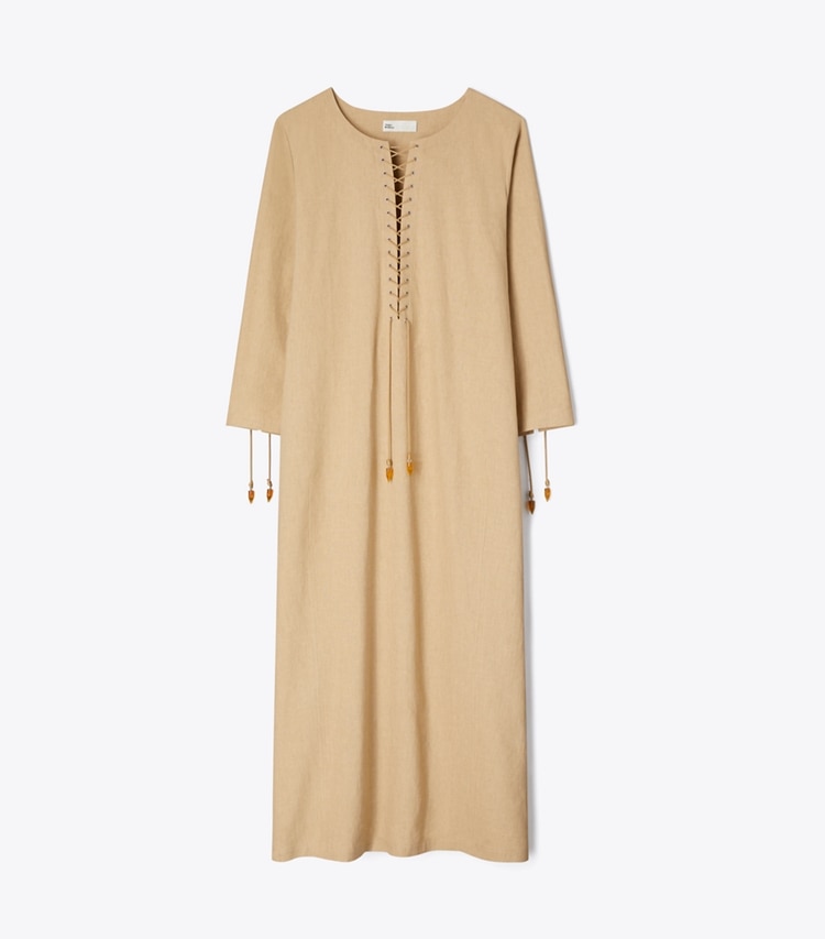 Tory Burch designer coverups Linen Caftan in Sand front