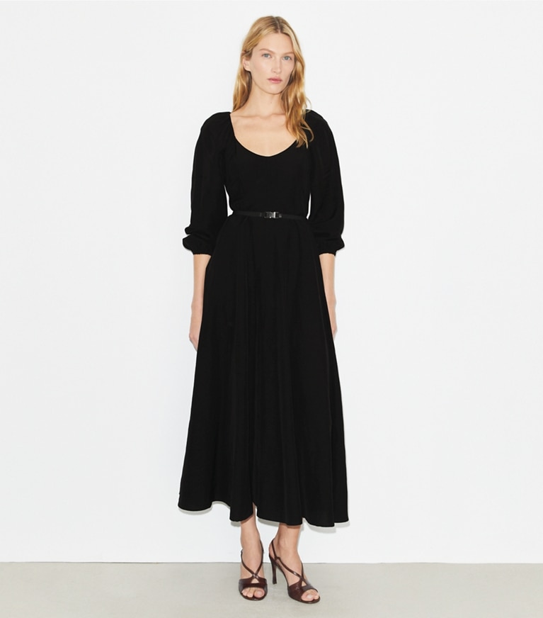 Tory Burch designer dresses Linen Dress in Black front