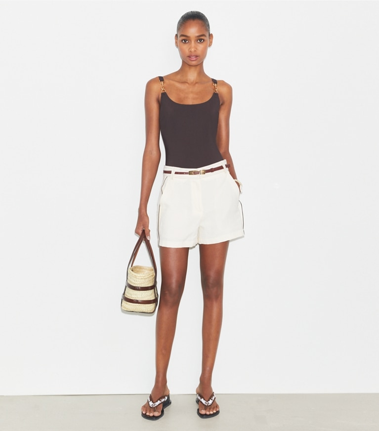 Tory Burch designer bottoms Linen Short in White front