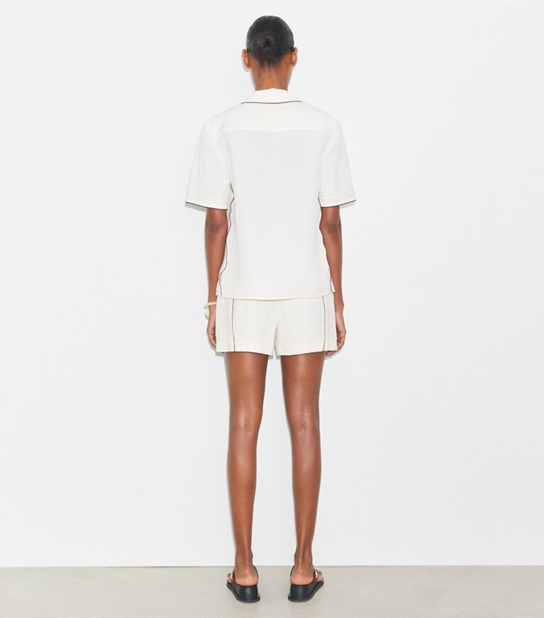 Tory Burch designer bottoms Linen Short in White front