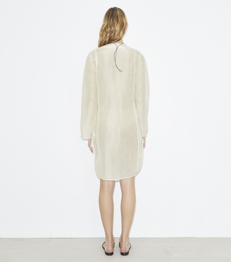 Tory Burch designer coverups Linen Tunic in New Ivory front