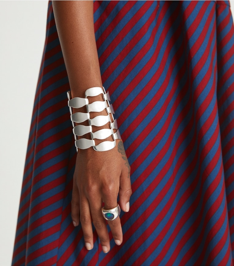 Tory Burch designer bracelets Link Bracelet in Tory Silver front