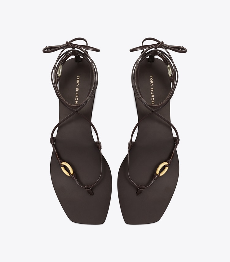 Tory Burch designer sandals Linked Lace-Up Sandal in COCO overhead
