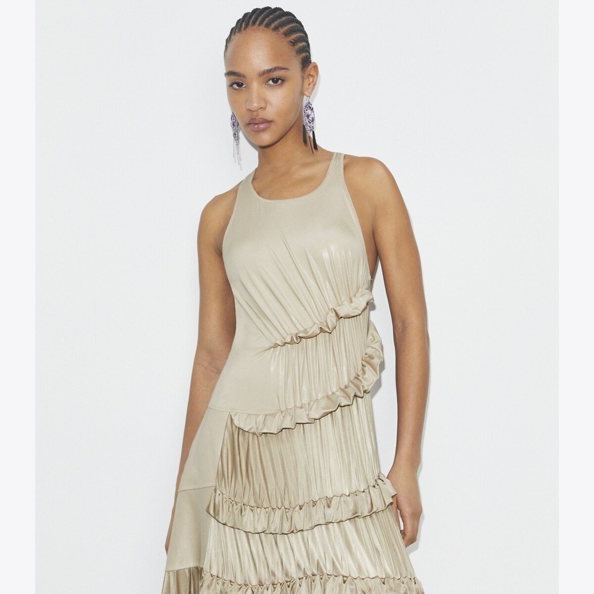 Liquid Jersey Ruffle Dress: Women's Designer Dresses | Tory