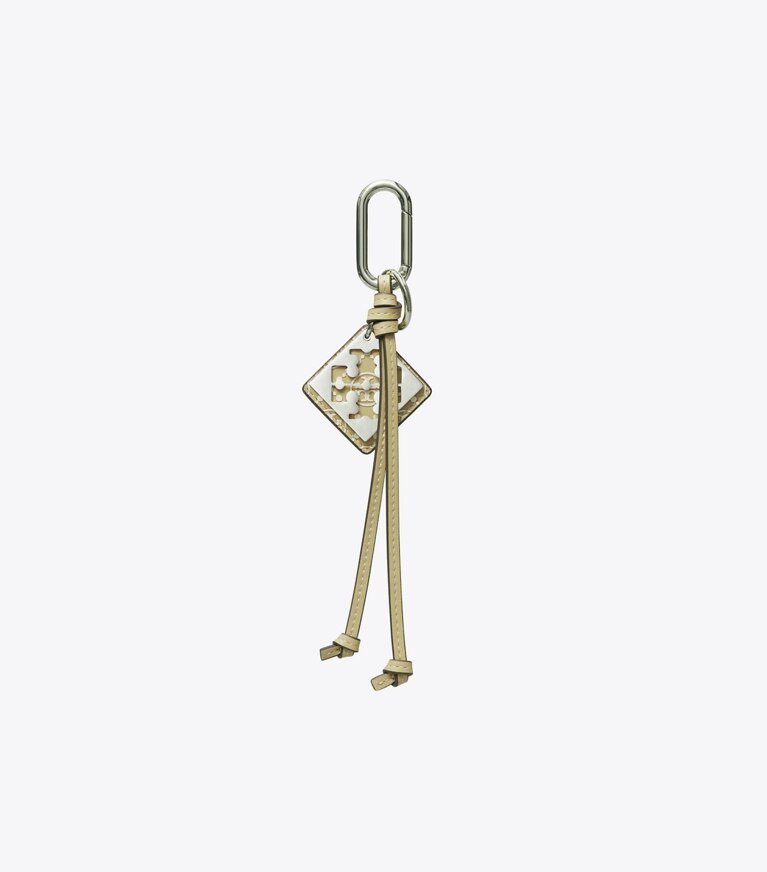 Tory Burch diseñador dijes para bolso y llaveros Llavero con logo de monograma T en Olive Sprig / NEW IVORY frente