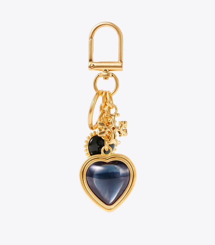 Tory Burch diseñador dijes para bolso y llaveros Llavero de corazón en Cloud Blue frontal