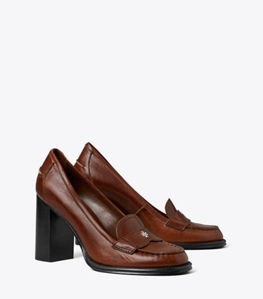 Tory Burch designer heels Loafer Pump in PAPAYA SEED angle