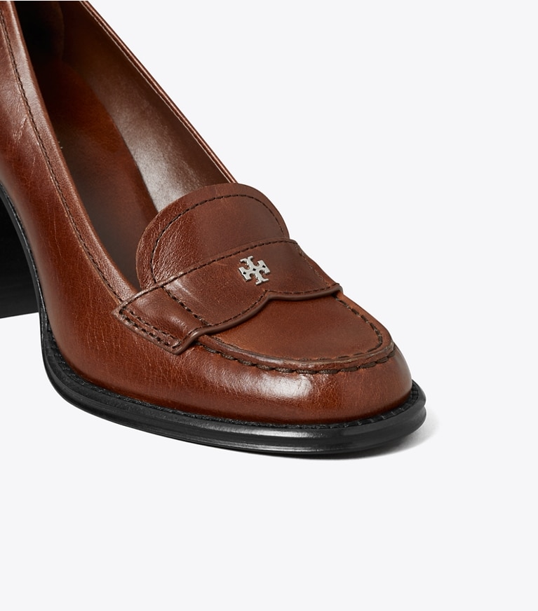 Tory Burch designer heels Loafer Pump in PAPAYA SEED detail