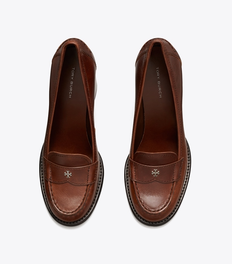 Tory Burch designer heels Loafer Pump in PAPAYA SEED overhead