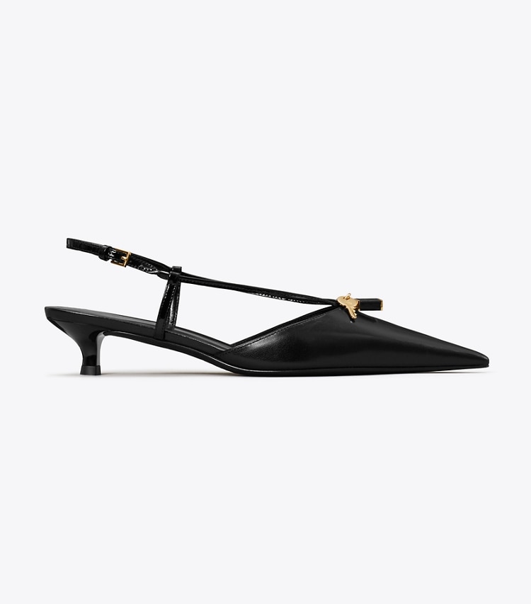 Tory Burch designer heels Lock Low Heel Pump in PERFECT BLACK / GOLD side