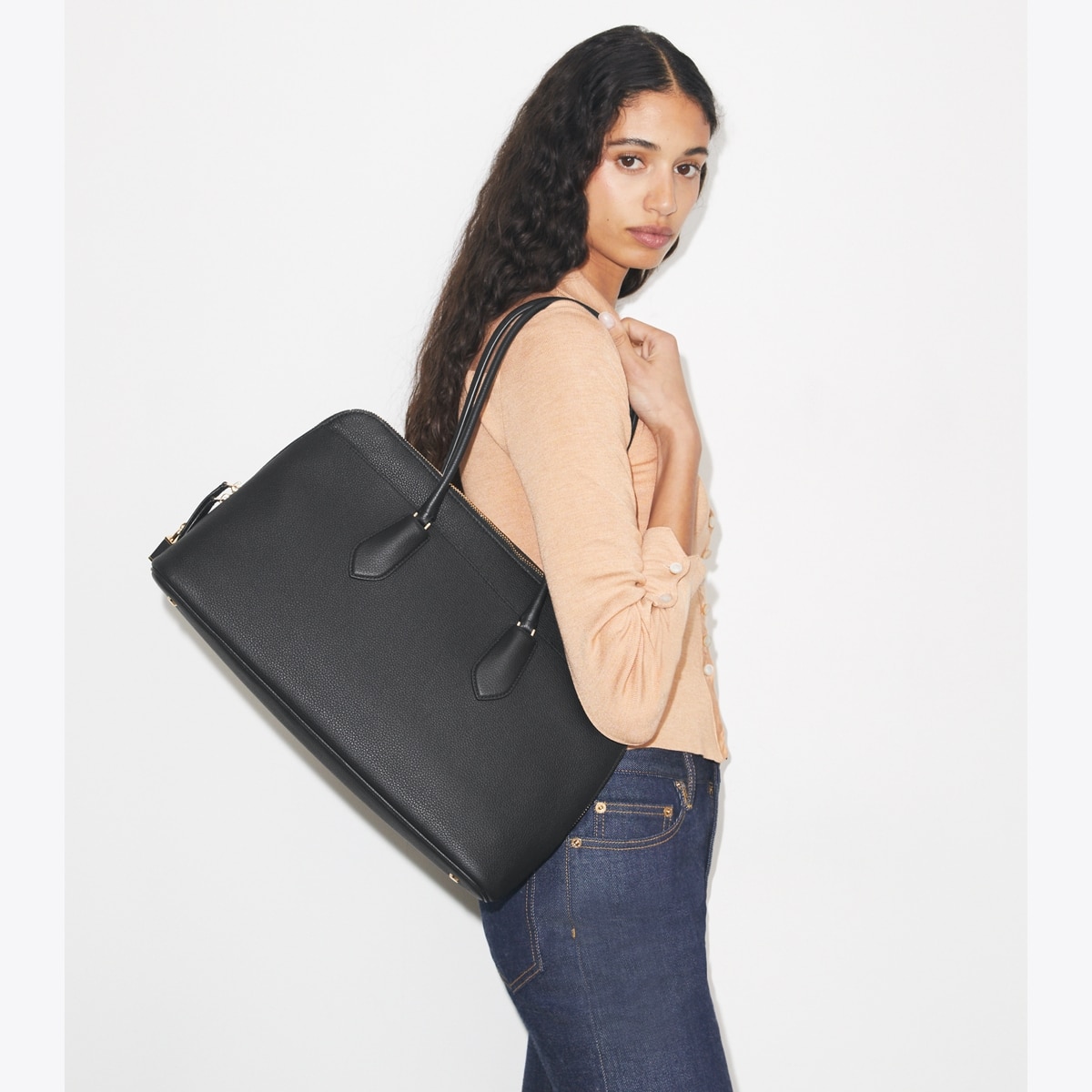 Lock Satchel in black | Tory Burch