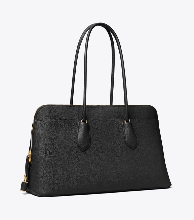 Tory Burch designer satchels Lock Satchel in Black angle