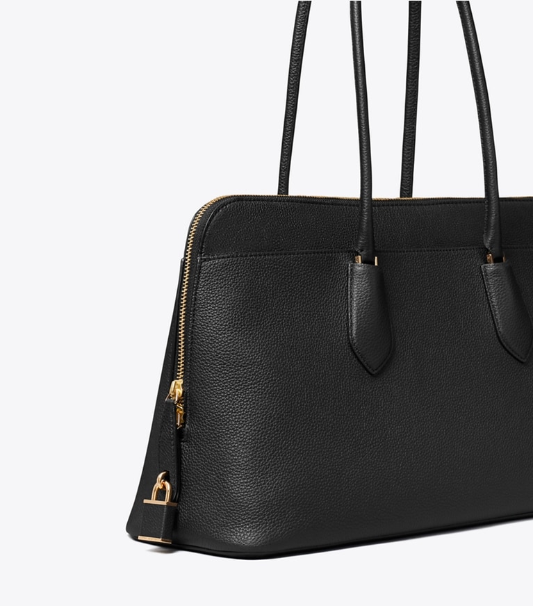 Tory Burch designer satchels Lock Satchel in Black detail