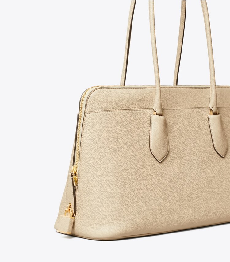 Tory Burch designer satchels Lock Satchel in Light Stone detail