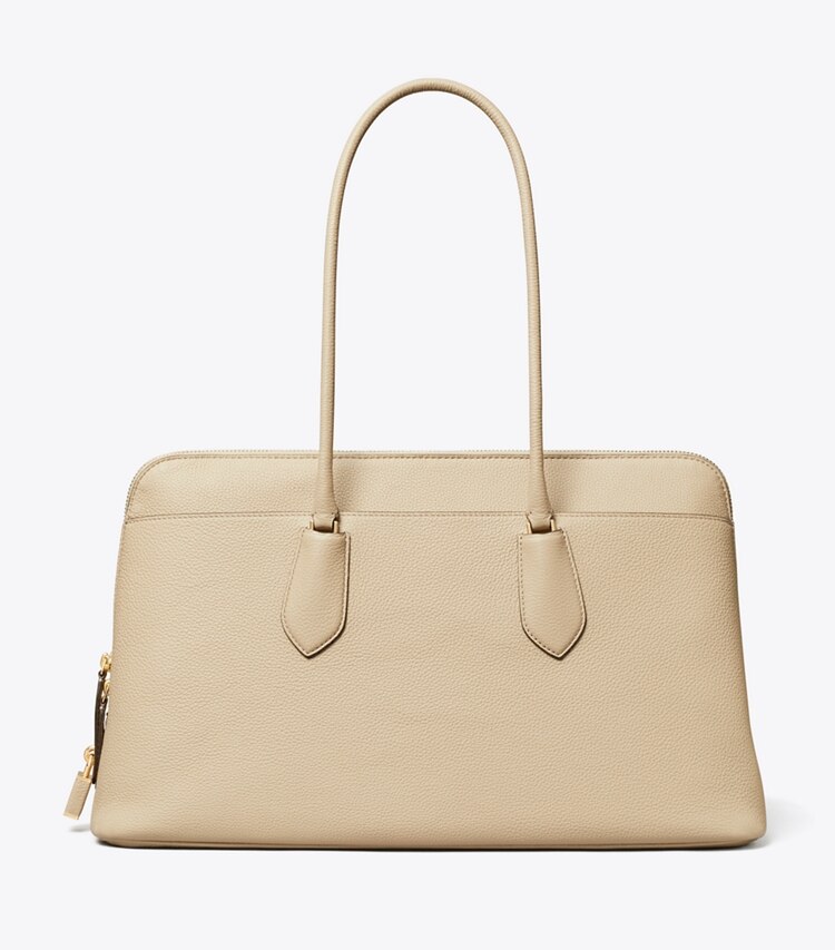 Tory Burch designer satchels Lock Satchel in Light Stone front