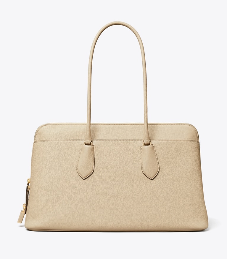 Tory Burch designer satchels Lock Satchel in Light Stone front