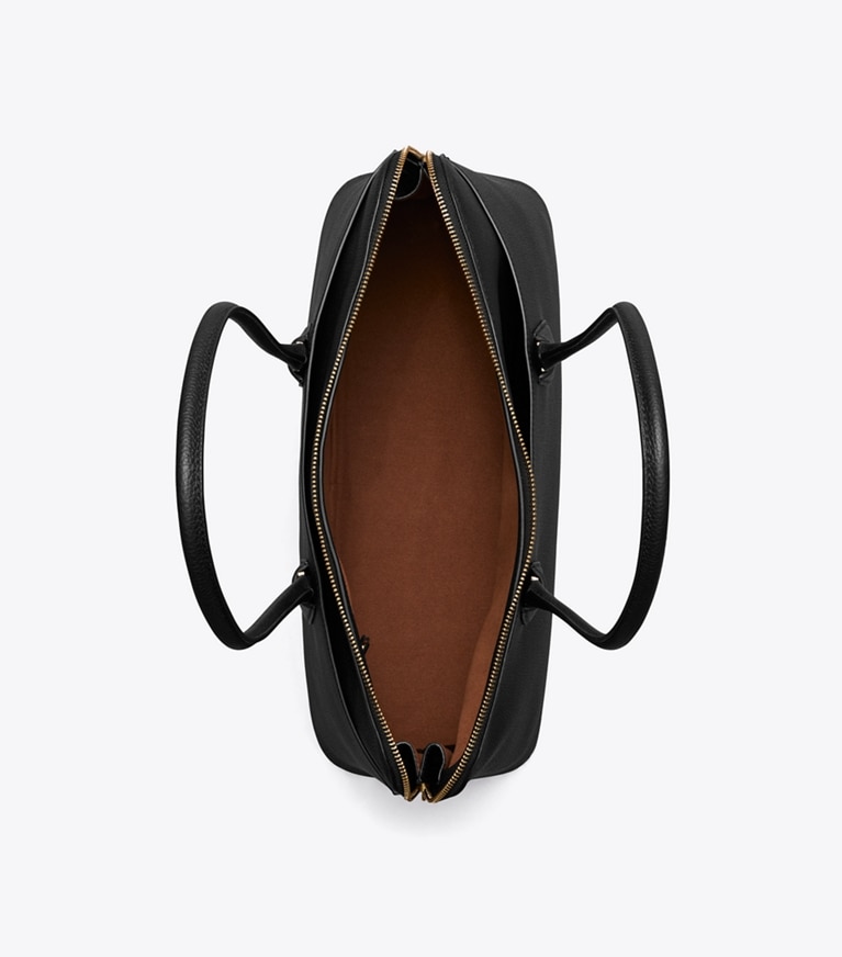 Tory Burch designer satchels Lock Satchel in Black overhead