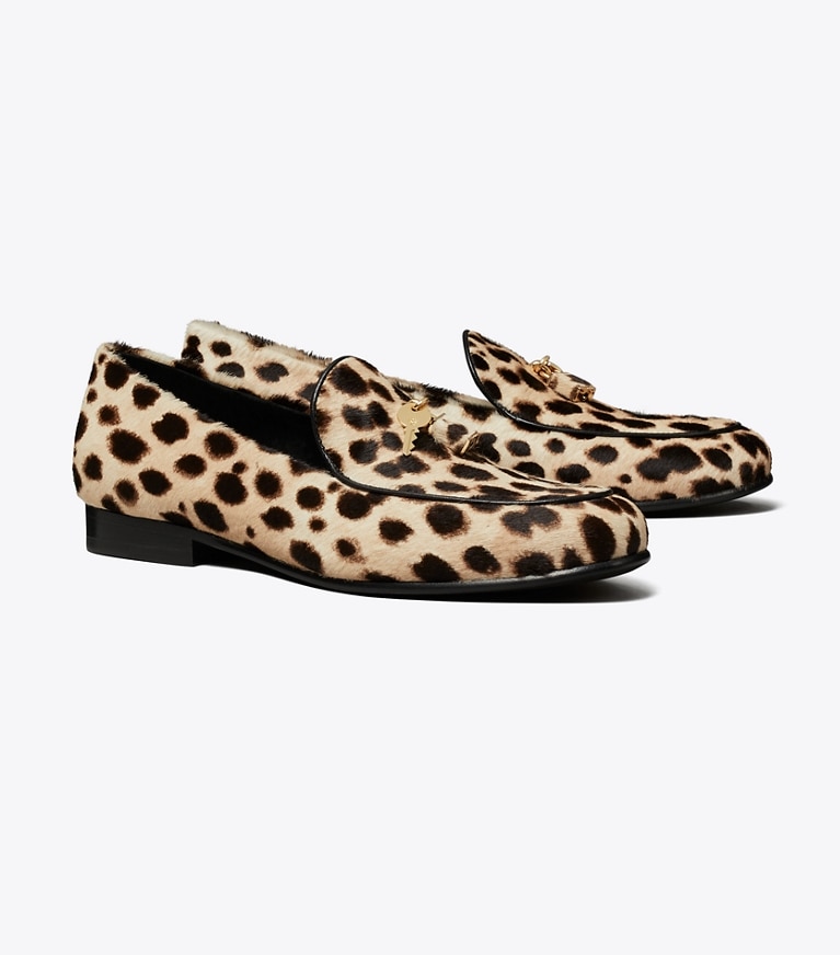 Tory Burch designer flats Lock Smoking Slipper in CHEETAH SPOTS angle