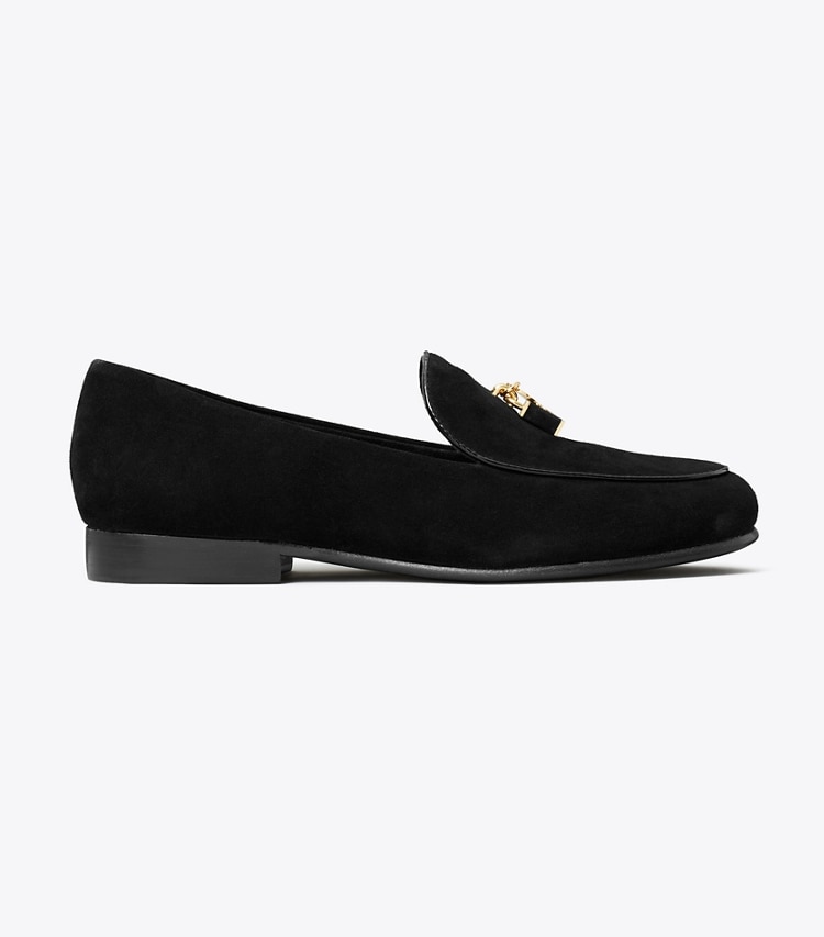 Tory Burch designer flats Lock Smoking Slipper in PERFECT BLACK / GOLD side