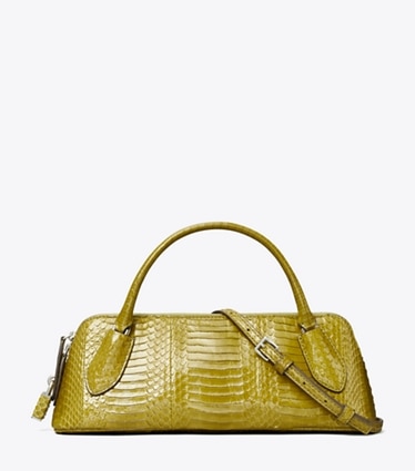 Tory Burch designer crossbody bags Lock Snake Top Handle Bag in Moss front