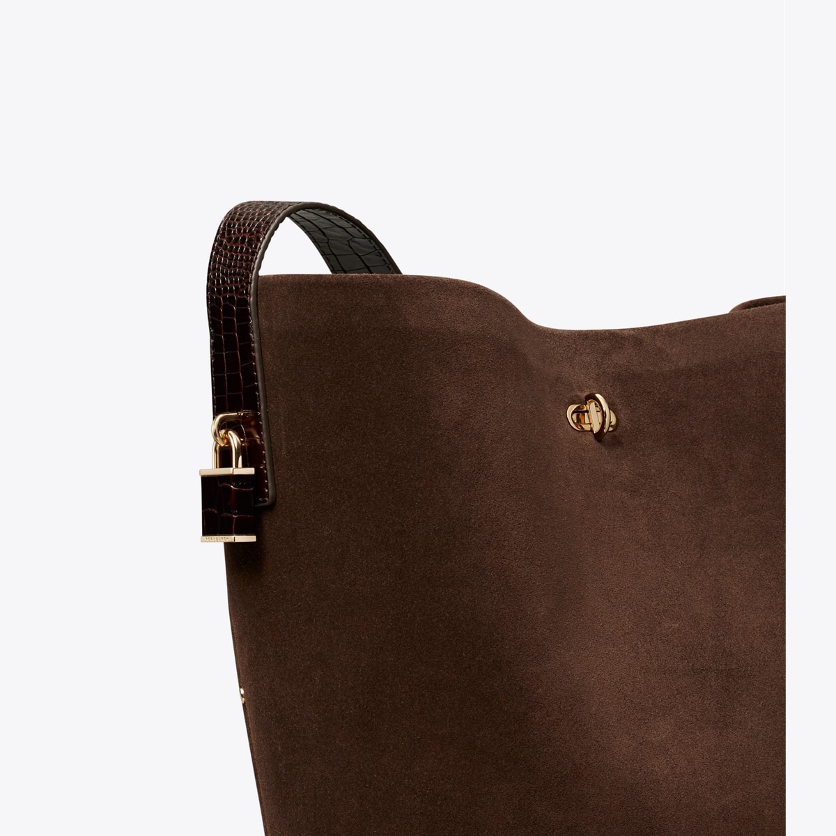 LOCK SUEDE SLIM BUCKET BAG - thumbnail 4