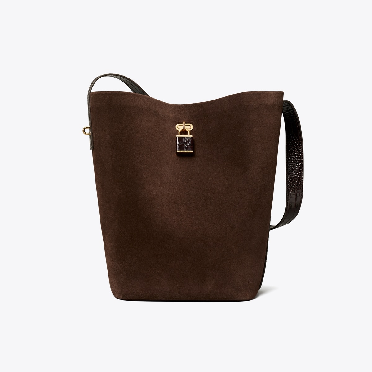LOCK SUEDE SLIM BUCKET BAG - thumbnail 3