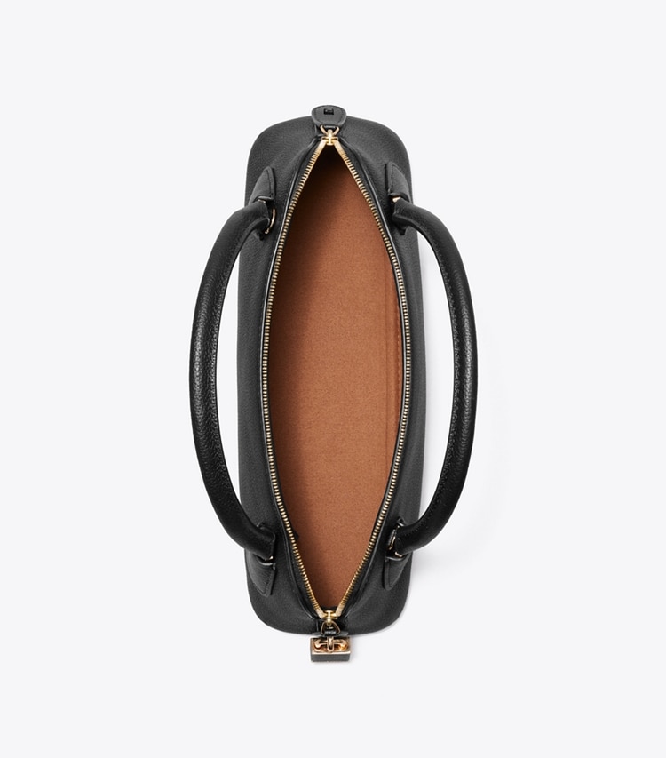 Tory Burch designer crossbody bags Lock Top Handle Bag in BLACK overhead