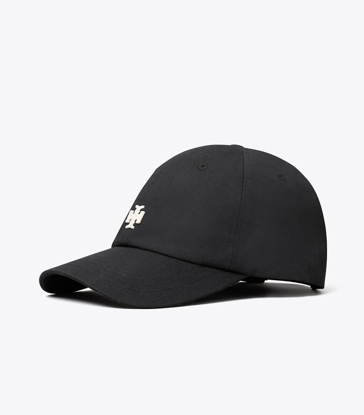 Tory Burch designer hats Logo Cap in Black angle