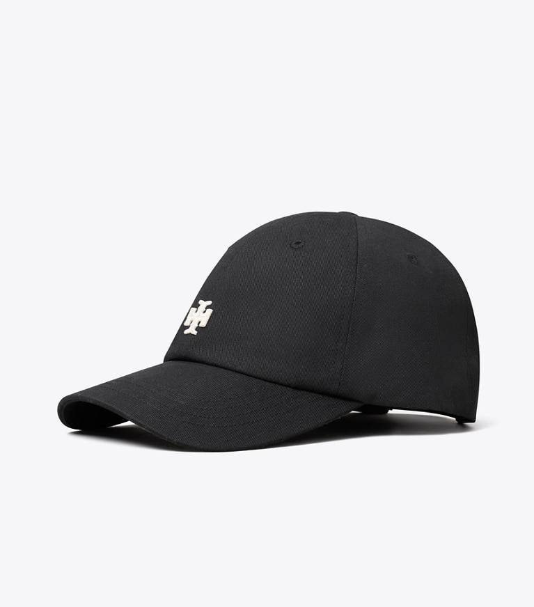 Tory Burch designer hats Logo Cap in Black angle