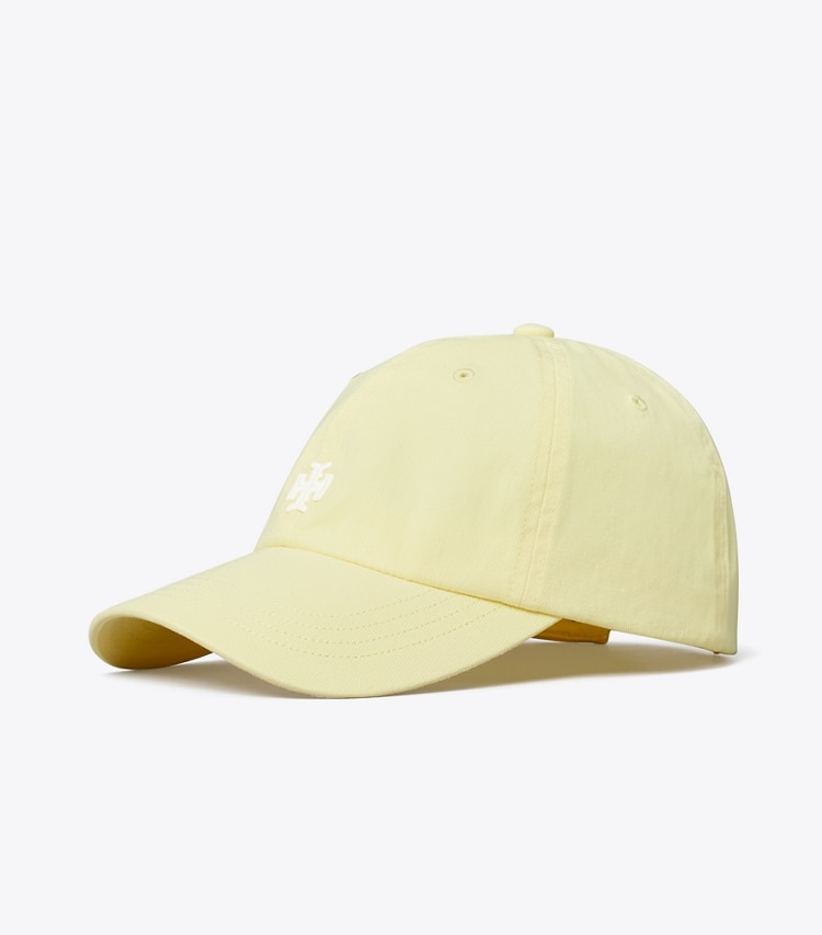 Tory Burch designer hats Logo Cap in Butter Yellow angle