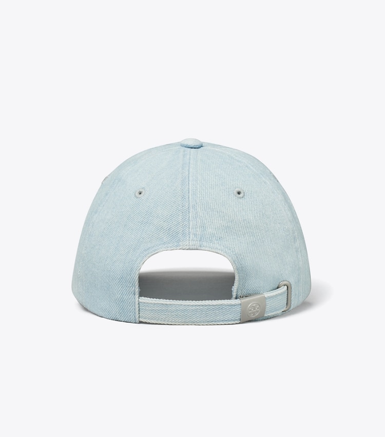 Tory Burch designer hats Logo Cap in Blue Denim back