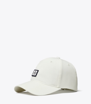 Tory Burch designer hats Logo Elastic Cap in Snow White angle
