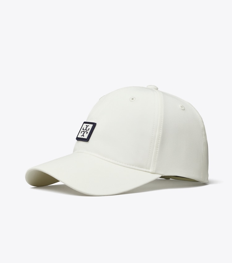 Tory Burch designer hats Logo Elastic Cap in Snow White angle