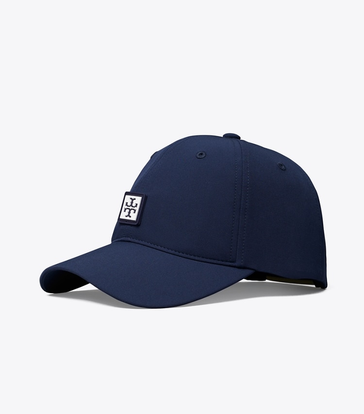 Tory Burch designer hats Logo Elastic Cap in Tory Navy angle