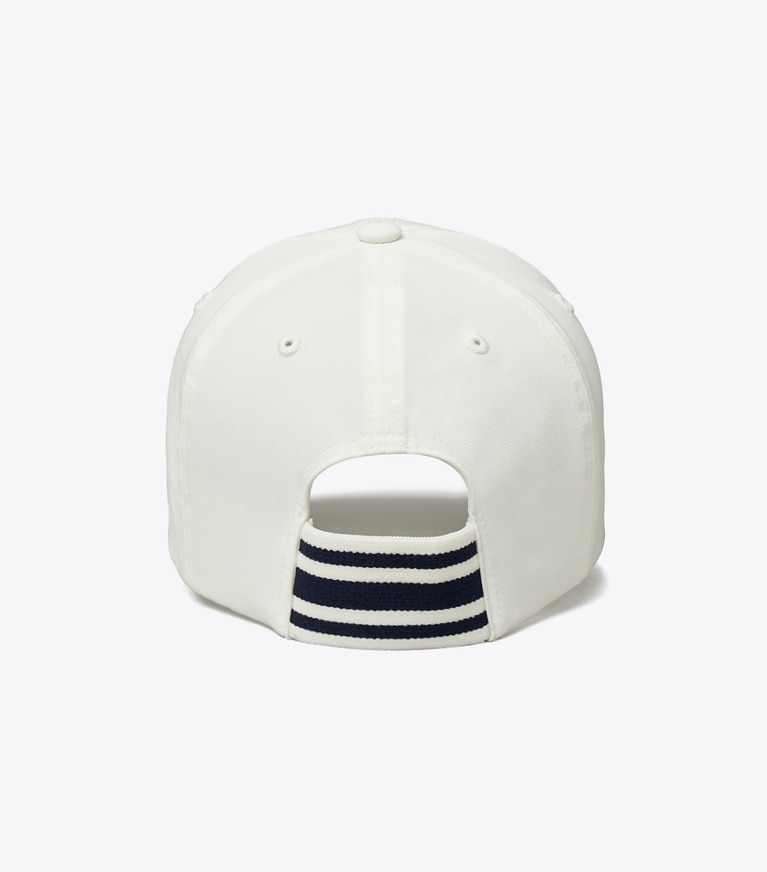 Tory Burch designer hats Logo Elastic Cap in Snow White angle