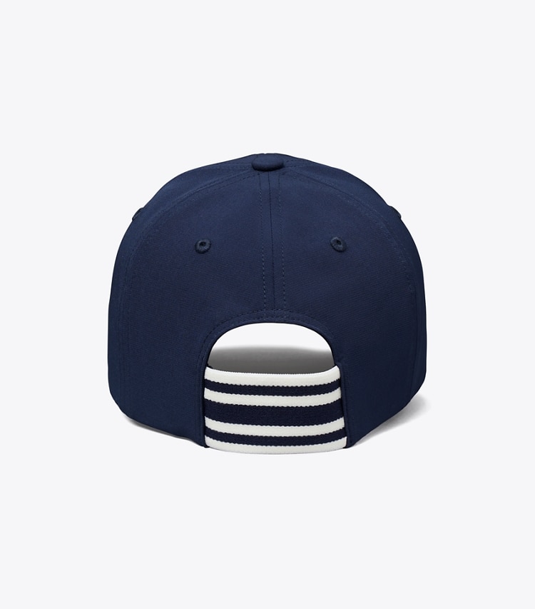 Tory Burch designer hats Logo Elastic Cap in Tory Navy back