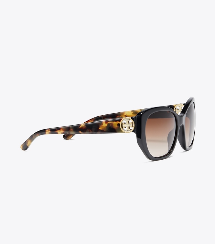 Tory Burch designer sunglasses & eyewear Logo-Hinge Sunglasses in Black detail